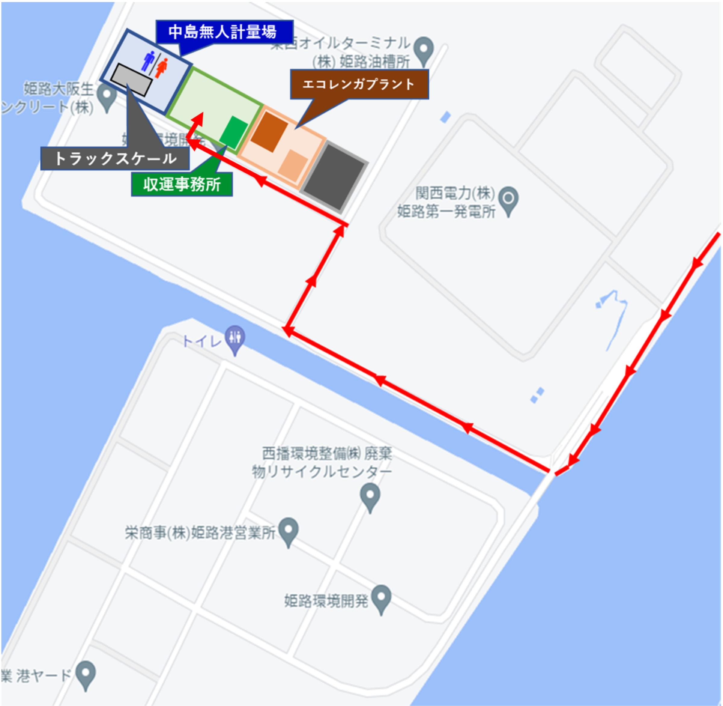 中島無人軽量場を経て収運事務所のMAP